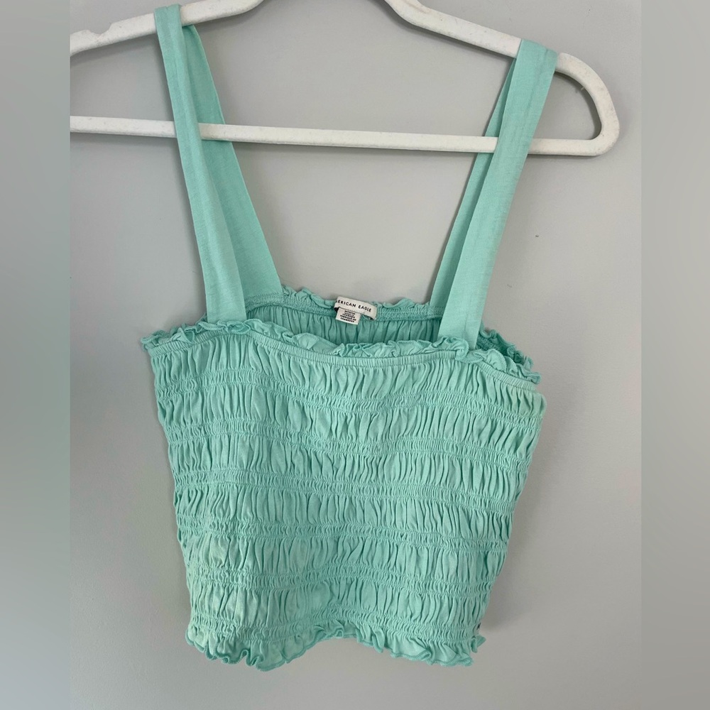 AMERICAN EAGLE - Teal Ruffle Tank Top